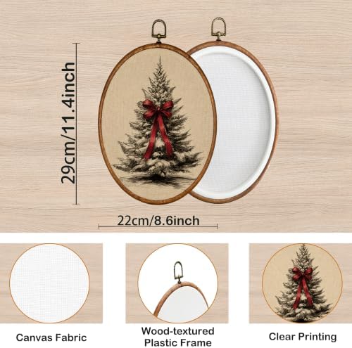 KSDUT Vintage Red Bow Christmas Tree Oval Wall Art 8.6"x11.4" - Image 7