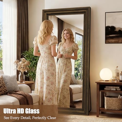 Wood Full Length Mirror 71"x30", Large Solid Wood Frame Floor Mirror - Image 6