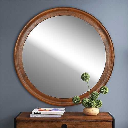 CULER Round Wall Mirrors 30 Inch, Wood Mirror - Image 6
