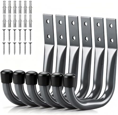 HORUSDY 6-Pack Heavy Duty Metal Wall Hooks, Large Garage Storage & Organization by HORUSDY