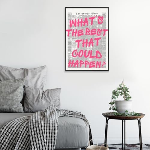 Whats The Best That Could Happen Wall Art Retro Newspaper Pink Font Canvas - Image 4