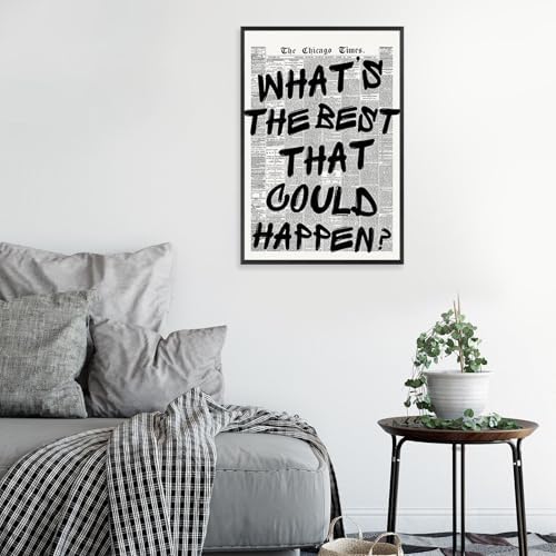 Retro Black And White Newspaper Poster Whats The Best That Could Happen Canvas - Image 4