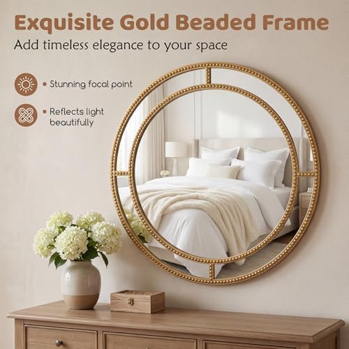 CHARMAID Gold Round Wall Mirror - Image 4
