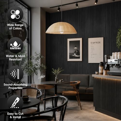 RITOLLO Wood Panels for Wall, 4 Pack Wood Slat Acoustic Panels, 118 x 11 in 3D - Image 3