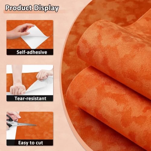 Stickyart Soft Orange Velvet Wallpaper Peel and Stick Felt Fabric Drawer Liner - Image 4