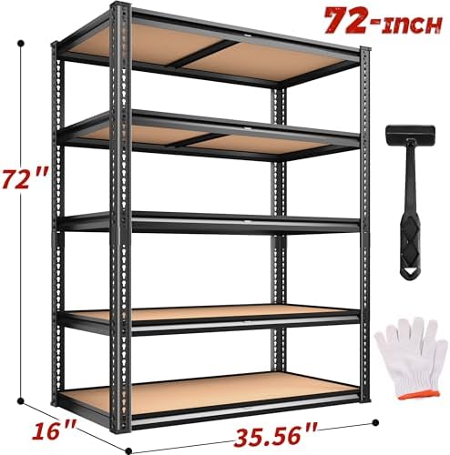 ROOMFAVE 2250LBS Storage Shelves Heavy Duty, 5 Tier, 35.56" W - Image 3