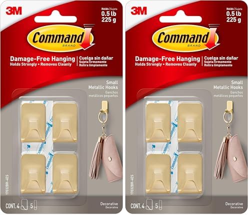Command Small Metallic Wall Hooks, Total 16 Hooks by Command