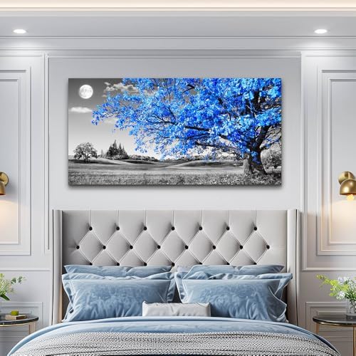 wall art for living room Simple Life Blue moon tree landscape Abstract painting - Image 5