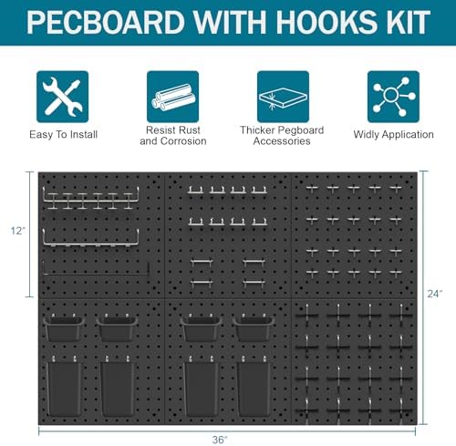 Peg Board Kit, Includes Pegboard and Accessories, - Image 4