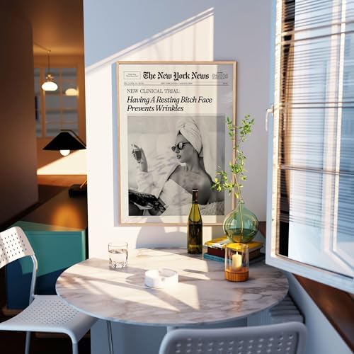 Funky Girl Preppy Aesthetic Posters Black And White Newspaper Wall Art 12x16in - Image 2