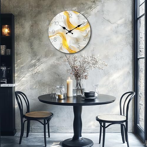 Modern Marble Texture Wooden Wall Clock - Image 2