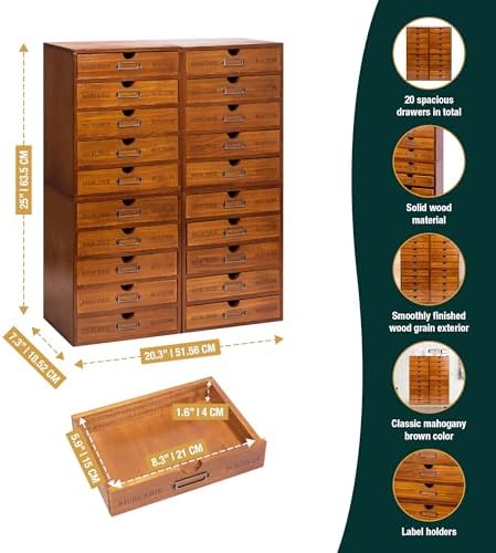Fully Assembled Modular Stackable 20-Drawer Set of 4 Retro Wood Countertop - Image 2