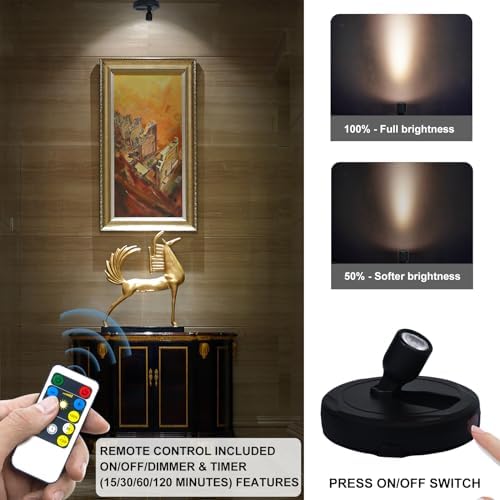 HAMVIDNE Wireless LED Spotlight, Battery Powered Indoor Plant Tree Up Light - Image 2