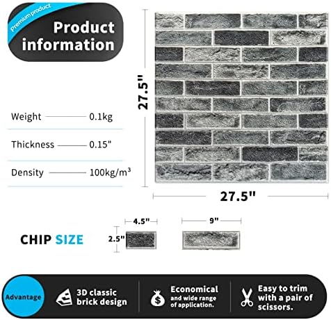 Art3d 10-Pack Durable Faux Brick Peel and Stick 3D Wall Panels, Stone Ash - Image 6