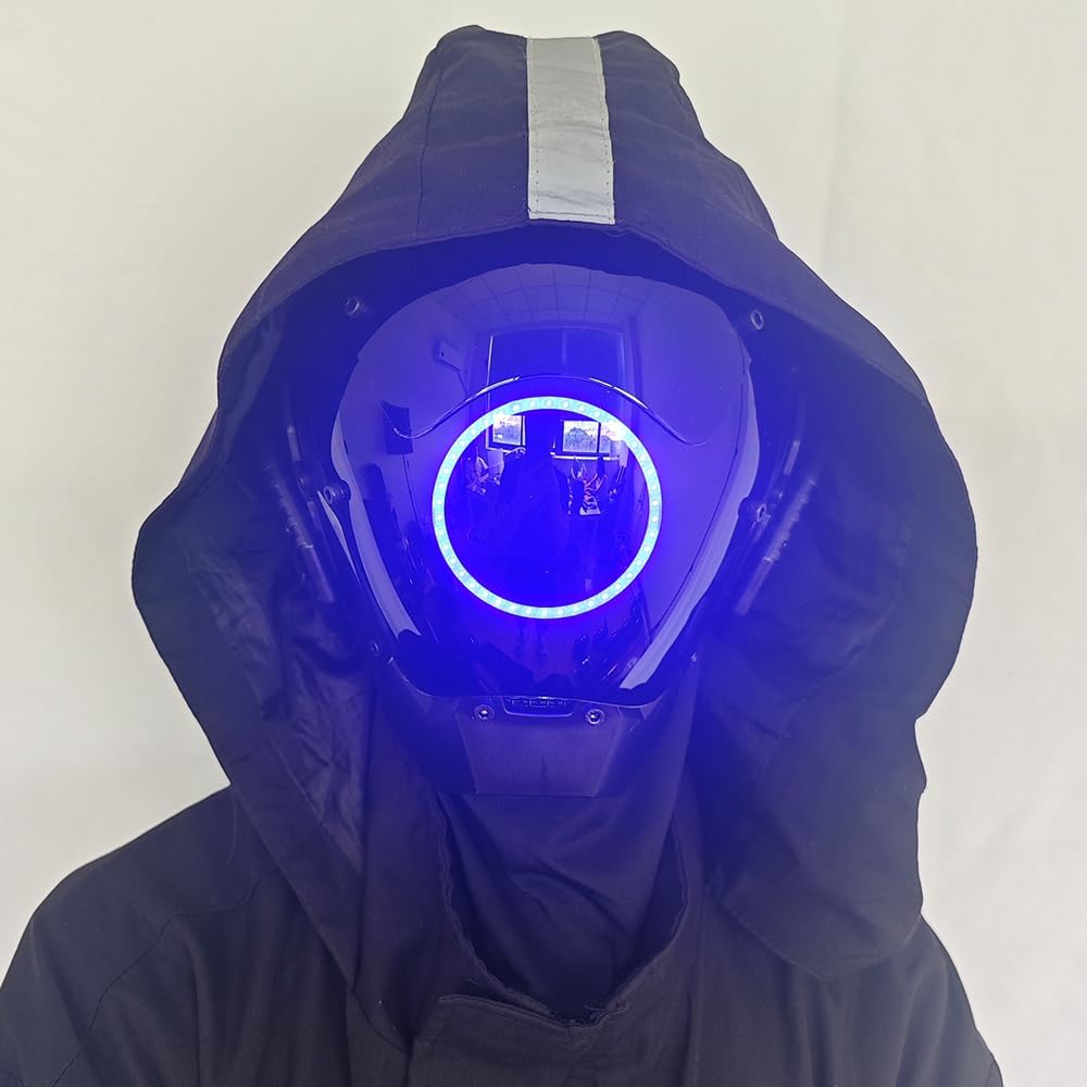 KYEDAY Punk Mask Cosplay for Men, LED Round Light Mask for Women Cosplay Halloween Fit Party Music Festival Accessories