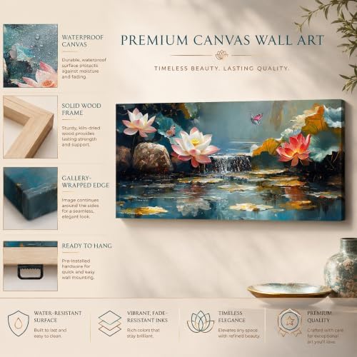 Anolyfi Lotus Canvas Wall Art for Living Room 40"x20" - Image 4