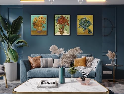 Black Framed Sunflowers- Irises Flower Vase Vincent Van Gogh Art Reproduction - Image 5
