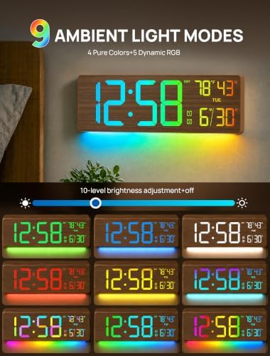 RGB Large Digital Wall Clock, 15.7" Digital Clock Large Display - Image 3