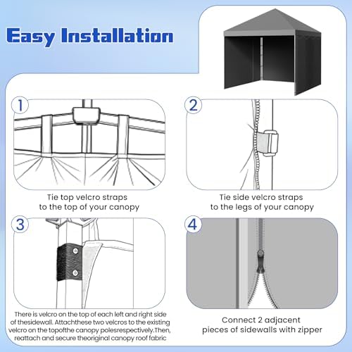 10x10 Canopy Sidewalls, UV Protection, Waterproof, Zipper Sidewall - Image 6