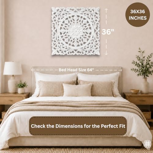 JFY Designs Kaska Hand Carved Wood Medallion Wall Panels Bedroom Décor - Image 3