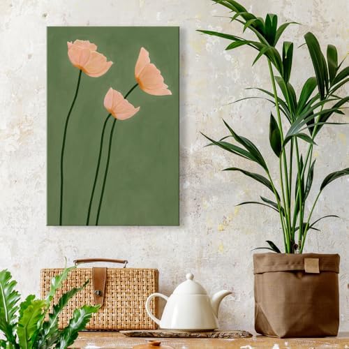 Olive Green Botanical Wall Art Vintage Peony Blush Trio Poster Prints - Image 6