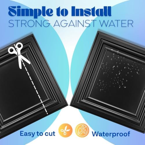 Art3d PVC Drop Ceiling Tiles 24x24 in, 96 Sq.Ft, Matte Black - Image 4