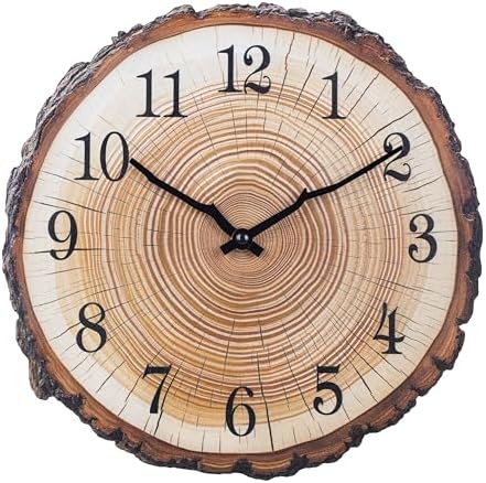 Rustic Wooden Wall Clock 12 Inch Battery Operated Wall Clocks by Tinzonc