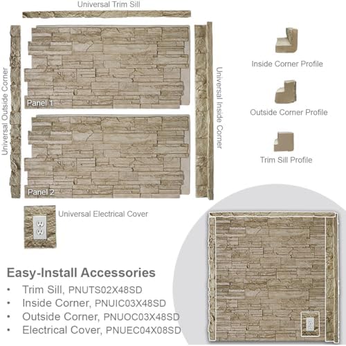Universal Trim Sill for EverStone Faux Siding Panels, Weathered Brown Color - Image 7