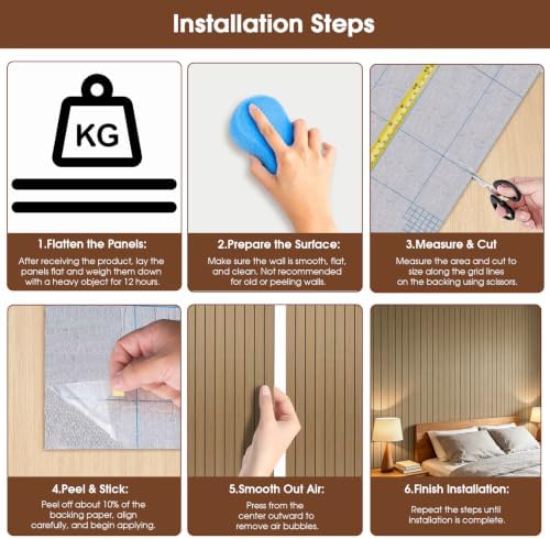 3D Peel and Stick Wall Panels PVC Grille Slat 197"x15.8" Self-Adhesive Wall - Image 5