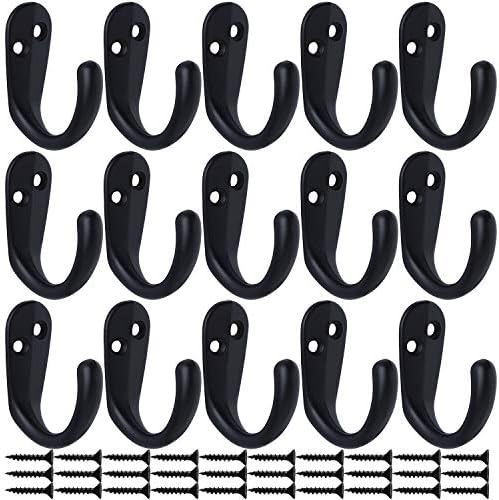 IBosins 15PCS Coat Hooks Wall Mounted Black Single Prong Robe Hook - Image 2