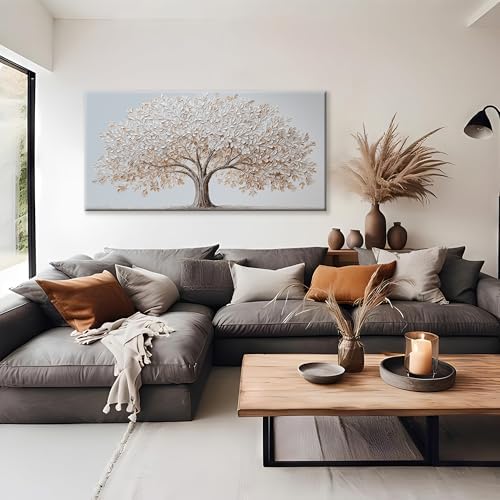 White Canvas Wall Art Prints 24"X48" Tree Of Life Wall Art - Image 5
