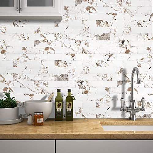 STICKGOO 10 Sheets Subway Tiiles Peel and Stick Backsplash, Belgium White - Image 5