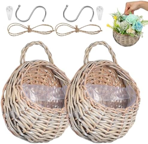 DOITOOL 2 Pcs Rattan Wall Baskets, 18 cm Woven Hanging Planters by DOITOOL