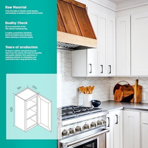 9" W x 42" H White Shaker Single-Door Kitchen Wall Cabinet - Image 4