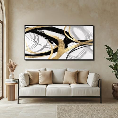 Large Canvas Wall Art Room Decor Framed Wall Art Abstract Line Paintings Home - Image 2