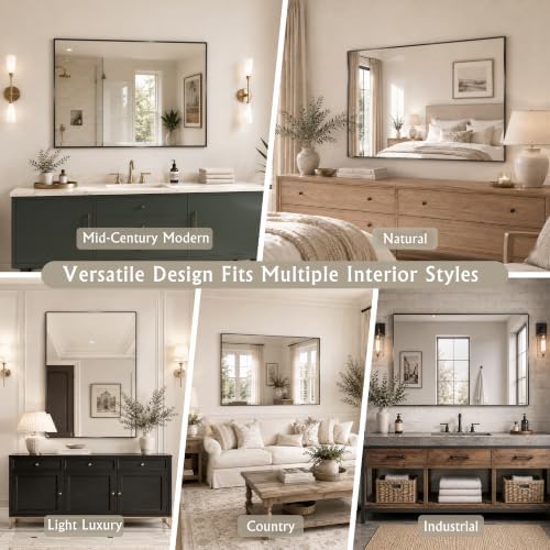 36"x36" Black Bathroom Mirror Wall Mounted - Image 4