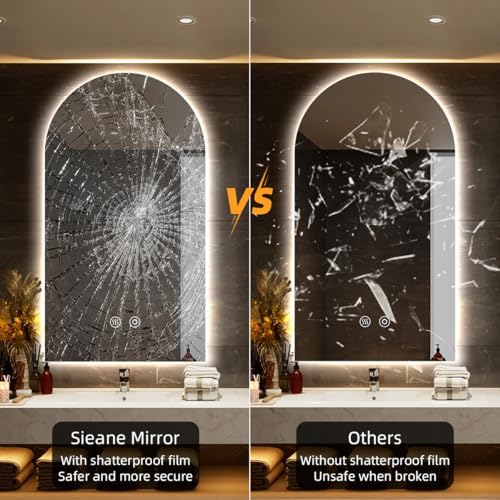 40" H x 24" W Frameless Arched LED Bathroom Mirror, Backlit Vanity Mirror - Image 5