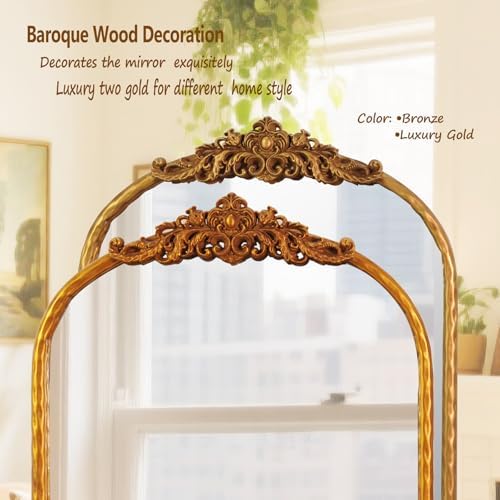 Vintage Arched Gold Mirror 19x27, Baroque Traditional Ornate Gold Antique Wall - Image 6