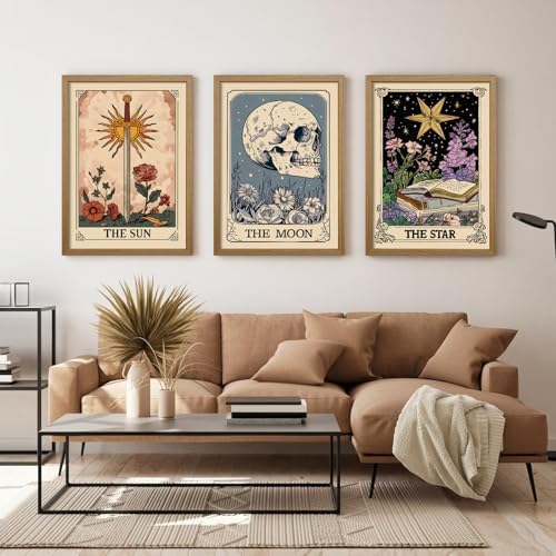 Tarot Card Wall Art Sun Moon Canvas Wall Decor Mystical Astrology Wall Art Boho - Image 7