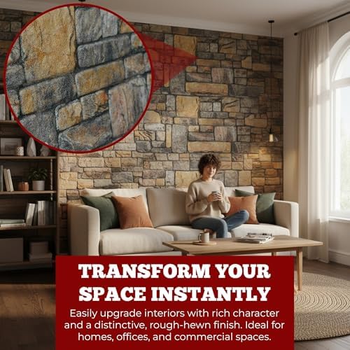 K&B Panels 3D Wall Panels, Stone Effect Styrofoam Wall Panelling Kit, - Image 2