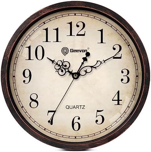 Geevon Retro Silent 12 Inch Wall Clock Non Ticking, Rustic Vintage Clock Quartz by GEEVON