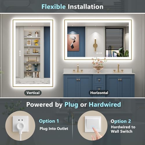 60x36 Gold LED Bathroom Mirror - Image 7