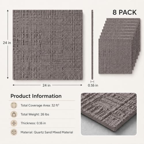 VooBang 8-Pack 3D Wall Panels, Quartz Sand Mixed Material, Bendable & Cut-Free - Image 2