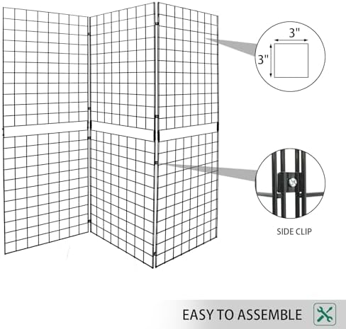 Heavy Duty Portable Gridwall Display Panels – 3 × 2' × 6' Black Metal Wall & - Image 4