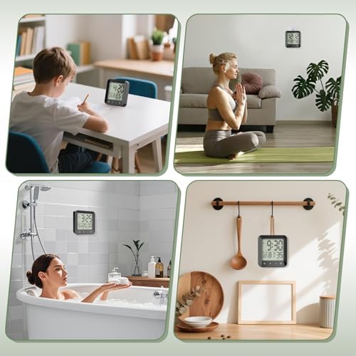 Waterproof Shower Clock, Digital Bathroom Kitchen Wall Clock Timer w/Temp. - Image 4