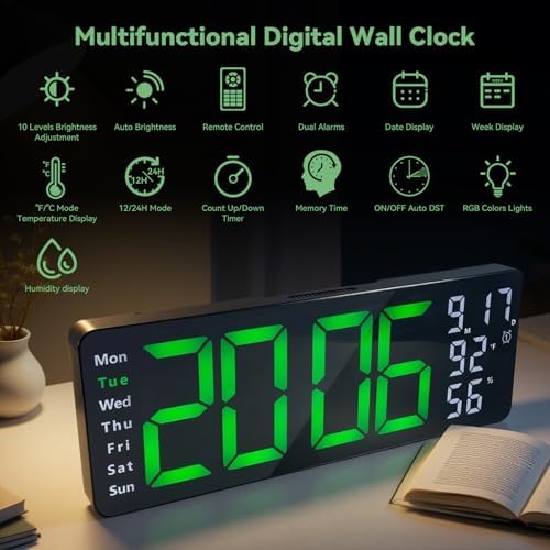 Digital Wall Clock Large Display, 17.3" Digital Clock - Image 2