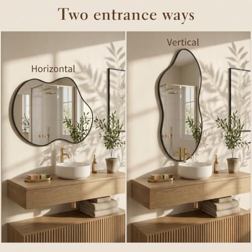 Irregular wall Mirror 26"x46" Black Asymmetrical Mirror - Image 6