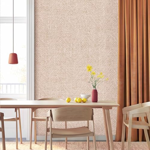 Decotalk Grasscloth Wallpaper Peel and Stick 17.7x354 Inch Pink Grasscloth - Image 3
