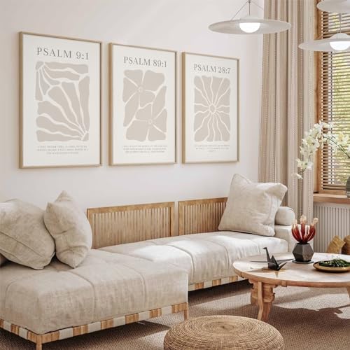 Joocrise Scripture Christian Wall Art Set of 3 Beige Bible Verses Wall Decor - Image 4