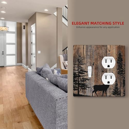 Wallplates Rustic Forest Antler Elk Deer Silhouettes Animals Wood Grain 1 - Image 7